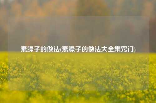 素臊子的做法(素臊子的做法大全集窍门)